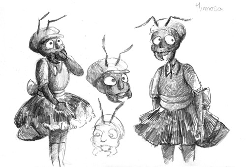 Old drawings from 2021Mimosa the ant and a praying mantis dudeThose are researches for an abandoned 