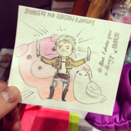 blueyellingatpigeons:  shingeki no gordon ramsay DEDICATED TO GRACE WHO DREW ME A CUTE…… AHH… THANK U BB 