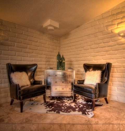 Albuquerque Living RoomExample Of A Mid-sized Tuscan Open Concept Travertine Floor Living Room Design