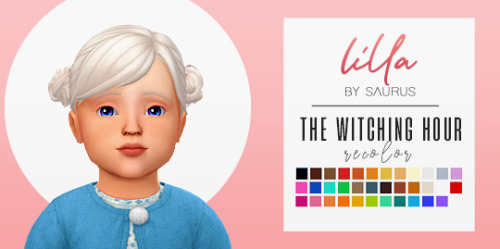 all saurus winterfest collection 2019′s hairs recolored in twh colors!leia, leia v2, jin, minh