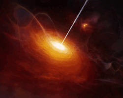 wonders-of-the-cosmos:  This artist’s impression shows how ULAS J1120+0641, a very distant quasar powered by a black hole with a mass two billion times that of the Sun, may have looked. This quasar is the most distant yet found and is seen as it was