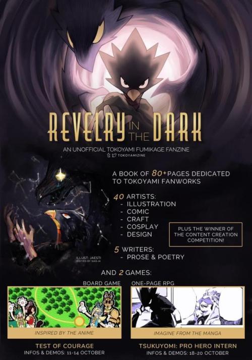 tokoyamizine: Revelry in the Dark is an 80+ page fanbook themed around Fumikage Tokoyami from the My