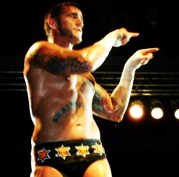 cmpunkarmy:  Credit to big_sexy35.  Hot and sweaty punk after a match! Yes!!