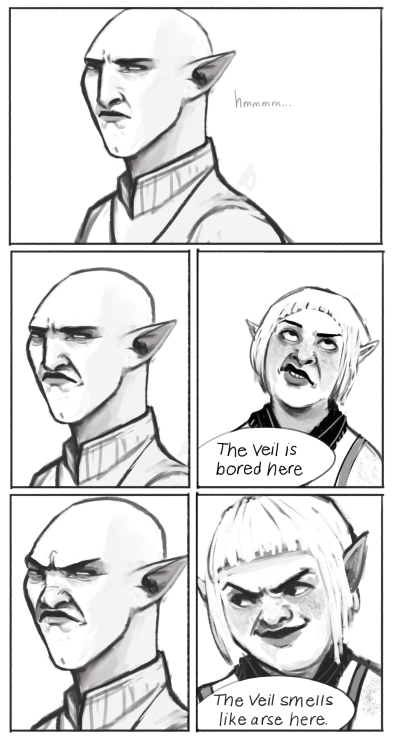 fishslappping:headcanon: as solas gets angrier his face gets tinier and tinier and tinier until he c