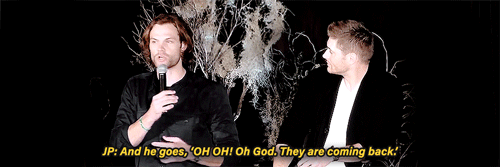 darlingcap:J2 on their live reaction watching the episode Red Meat [x]‘He’s excited, but my arm is b