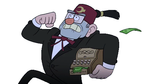 Stan on the run with a cash register, which may or may not be his, from the theme song (the first 13 episodes judging by the fez symbol).