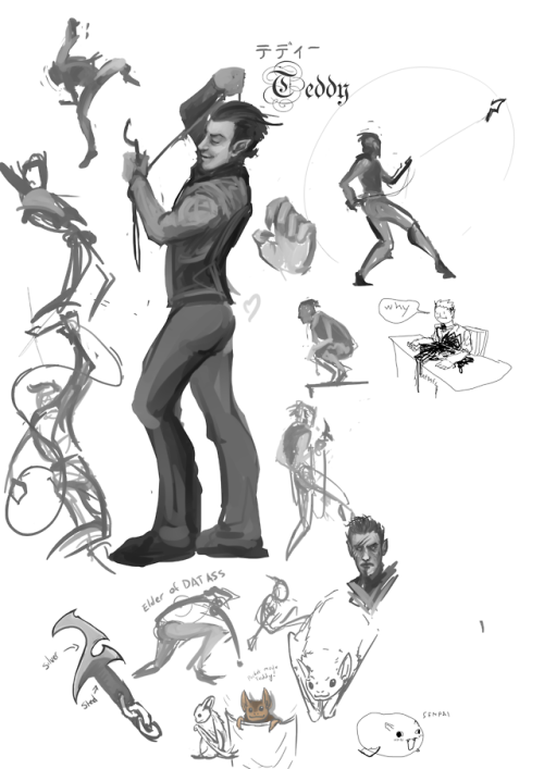 collection of sketches of Teddy