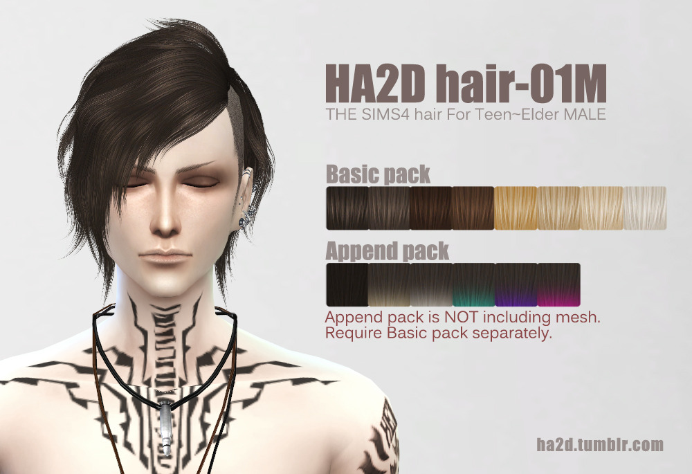 Emily Cc Finds Ha2d Hair 01m The Sims4 Hair For Teen Elder