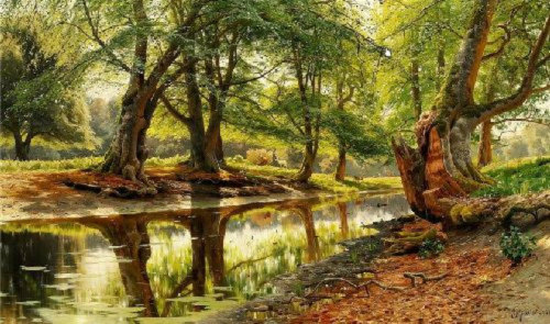 Peder Mørk Mønsted - A Stream in Dyrehaven, 1904.