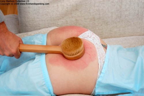 sgiwil: Lizzie spanked with the bath brush. Firm hand spanking.