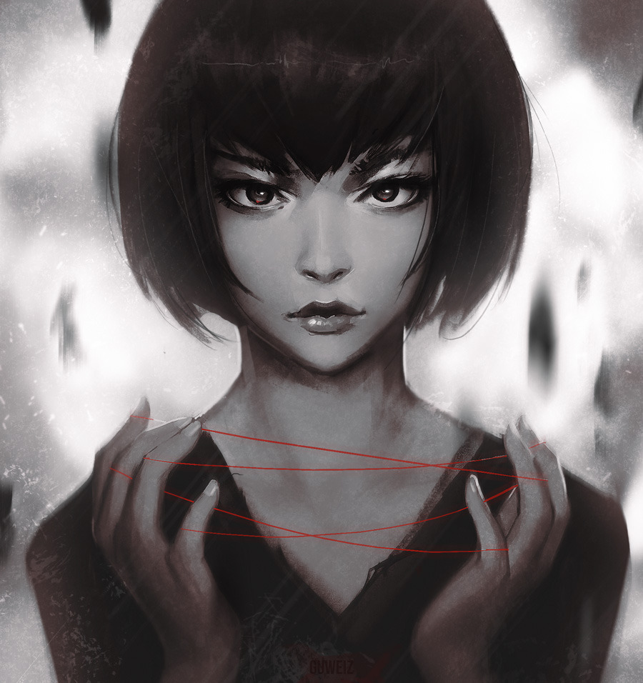 guweiz: Red String~~~~~ Warmup doodle, keeping things really simple! 