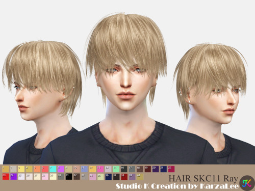 Hair SKC 11 Ray (S4CC)standalone / 40 colors / new mesh by me / base game /hat compatibleDownload