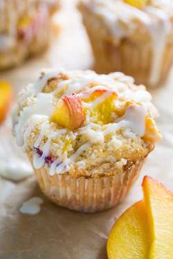 sweetoothgirl:  Peaches and Cream Muffins