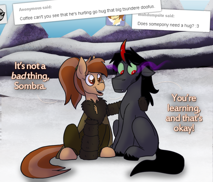 ask-king-sombra:  ask-king-sombra:  Not all ponies are all aboard the hug train to