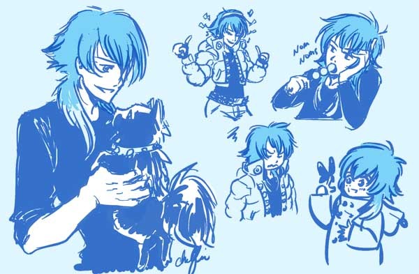 chelfiecomics:  Late night sketches of Aoba and a fluff fluff. 
