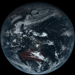 just&ndash;space:  Full disk, true-color image of Earth taken by Himawari-8, the Japanese weather satellite launched in October.  js