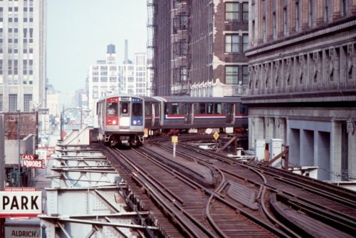 marmarinou:  CTA trains at the LaSalle/Van Buren station on the Chicago LoopJuly 11, 1979Photos by Harv Kahn