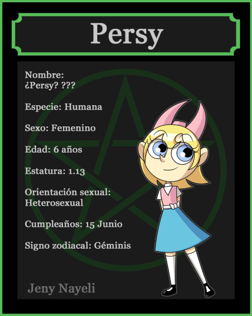 ¡Hola amigos!¡Hoy tenemos la segunda ficha de personajes de la historia! :D es el turno de la pequeñ