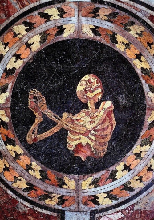 mirrormaskcamera:Skeleton Mosaic by Gianlorenzo Bernini, circa 1650.Church of Santa Maria della Vitt