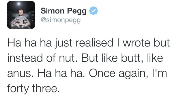 xismydesign:  Simon Pegg, everyone. 