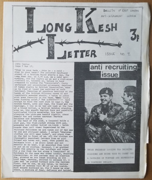 radicalarchive: ‘Long Kesh Letter’, East London Anti-Internment League, London, [early 1970s].