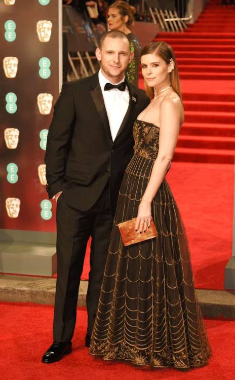 frozenmorningdeew: Jamie Bell and Kate Mara attend the EE British Film Academy Awards in London