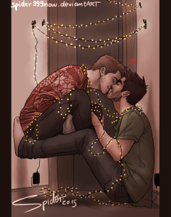 spider999now:  i just can’t believe that it will be christmas in a month! O.o time’s passing by so quickly… and yes i am a little early, i know xD but still!they are just so cute ;U;… cutie-pies &lt;3 putting the lights on, all over their apartment