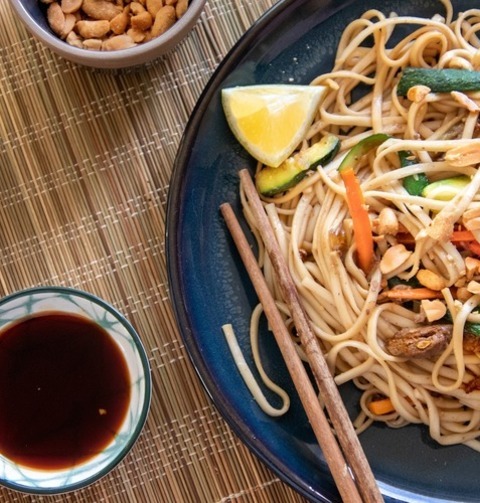 Beef Ramen Stir Fry With Peanuts, Carrots And Zucchini Recipe