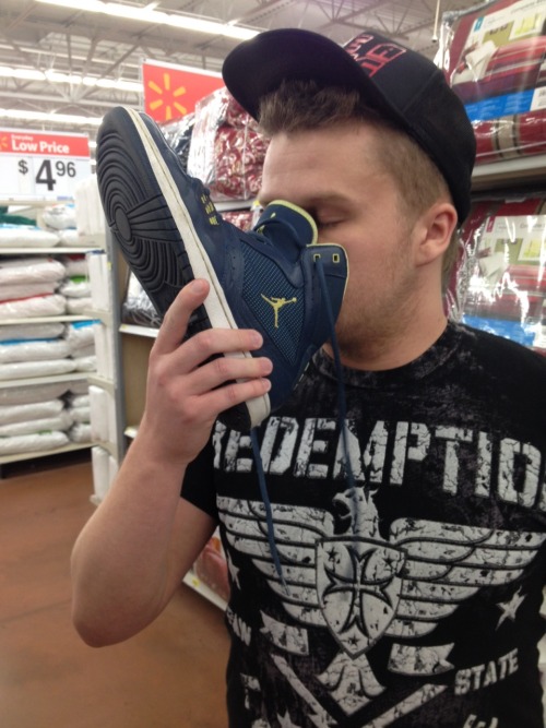 sneaker2627: slcsneakerlicker:  Me sniffing his Jordan’s  Old pic been reb before but still go