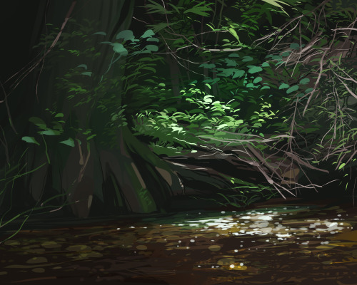 intindra:Process for one of my nature paintings.  Ref image from here.