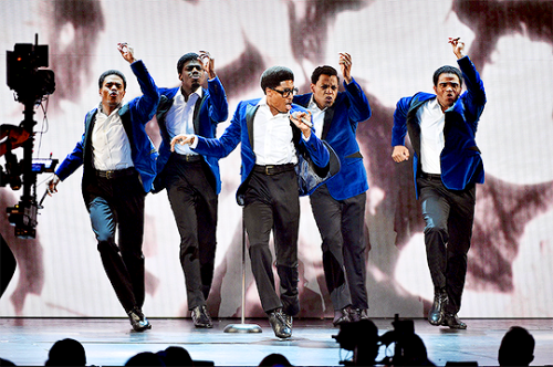 The cast of Ain’t Too Proud - The Life and Times of the Temptations performs onstage during th