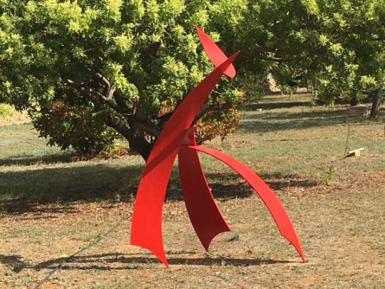A sculpture titled Torii of the Beginning (Sails in the Wind sculpture) by sculptor Teo San Jose. In a medium of Steel and in an edition of 1/1. #artist#sculpture#sculptor#art#fineart #Teo San Jose #Steel#metal#unique#limited edition