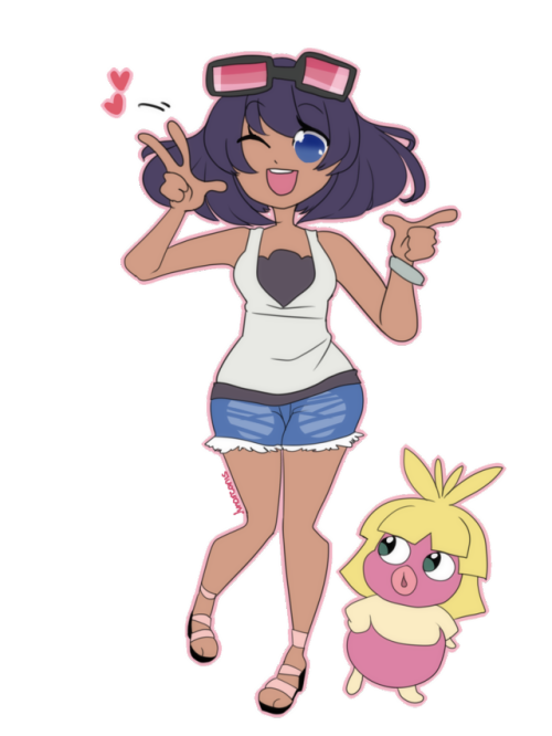 flat cheeb commission for the lovely @bupiti of sina from pokemon with her smoochum!!commission me h