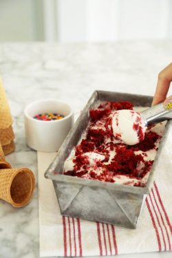 sweetoothgirl:    Cream Cheese Red Velvet Cake Ice Cream   