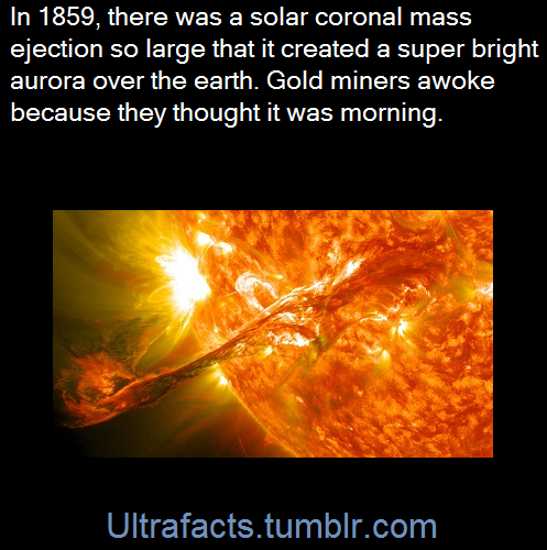 ultrafacts:The solar storm of 1859, also known as the Carrington event, was a powerful