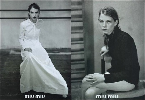 tauper:  Angela Lindvall in S/S Miu Miu 1997 campaign photographed by Peter Lindbergh.