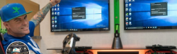doubletranquility: Vanilla Ice’s Twitter Header shows him holding a game controller posing triumphantly while being met with the steam connection error message on a dual screen setup with an illegitimate copy of windows 10