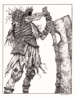 ruiseblack:    Inktober day 10: “Gigantic”. Yhorm the Giant from Dark Souls!  