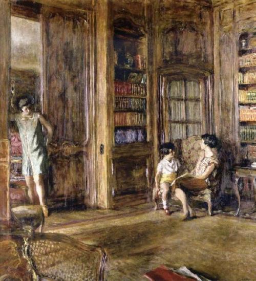 In the Library    -    Edouard Vuillard , 1925French,1868-1940Oil on canvas, 126 cm (49.61 in.) x 11