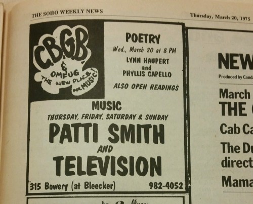 SoHo Weekly News, NYC, mid 1970s.