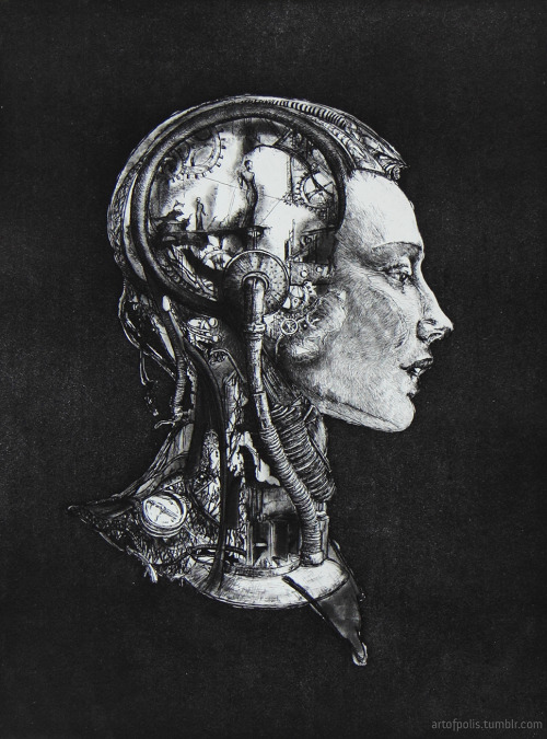 artofpolis:Artificial portrait, by Paulina Sieczkowska, 2014etching/aquatint, 29 x 40 cmSztuczny por