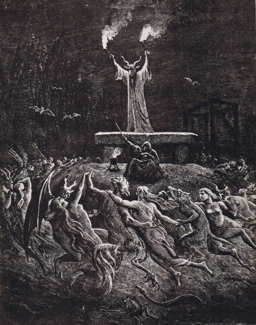 poisonwasthecure:Horned Devil Presides Over the Sabbat by Emile Bayard