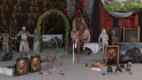  Witcher 3 Prop Pack 5 Another prop pack from the Witcher 3: Wild Hunt.Includes:Skellige sauna (multiple bodygroups) Naglfar (Wild Hunt ship) Tretogor (Radovid ship) Avallach painting (2 bodygroups) Ciri’s family tree painting Elven knight statue