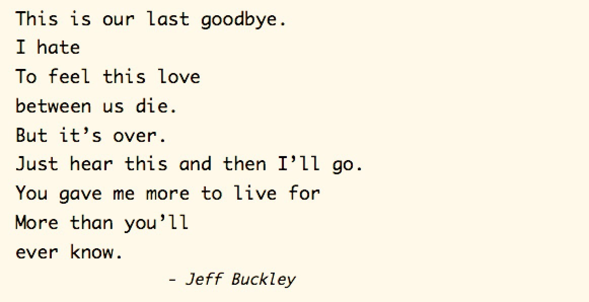 Jeff Buckley - Last goodbye