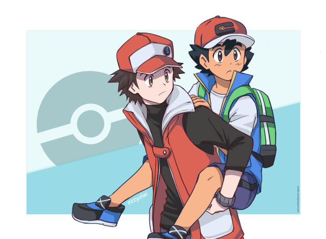 ash ketchum, red, and pixiv red (pokemon and 5 more) drawn by yache