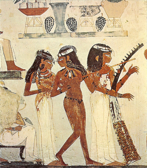 &ldquo;The Three Musicians&rdquo; (Mural in the tomb of Nakht, Luxor, Egypt) by Anonymus (c. 1422 - 