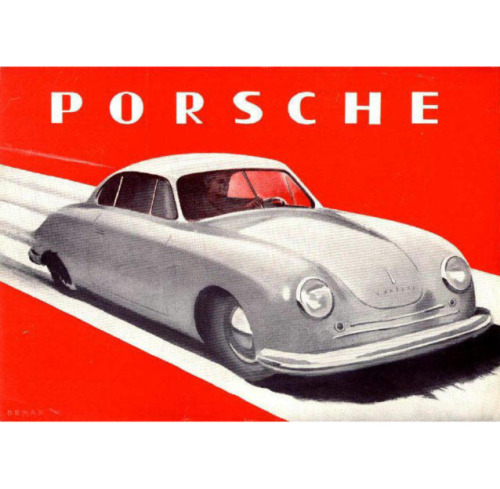 Ernst von Demar, Illustration for Porsche “The Gmund Brochure”, 1948. One of the first formal 