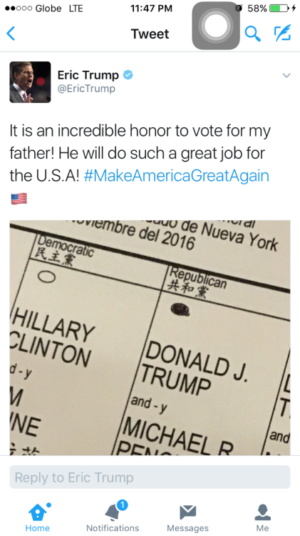 kylorenvevo:Trump’s son just invalidated his own ballot, I am living