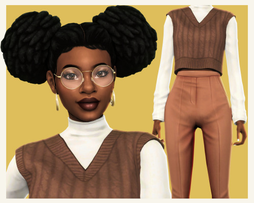 Fall LooksGeneral :   Hair • Glasses • Earrings Look 1: Top • PantsLook 2: Hair • Top • Pants Look