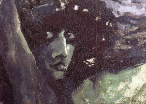 mikhail-vrubel: Head of Demon with mountains, 1890, Mikhail VrubelMedium: watercolor,paperhttps://ww